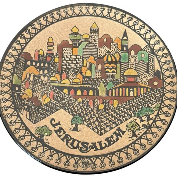 Jerusalem Ceramic Wall Plate Holy Old City Decorative Hebrew Jewish Judaism - Picture 2 of 5